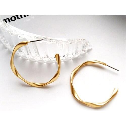 Ins Fashion Round Hoop Earrings For Women Simple Personality Circle Loop Earring Twisted Geometric Earings Metal Jewellery