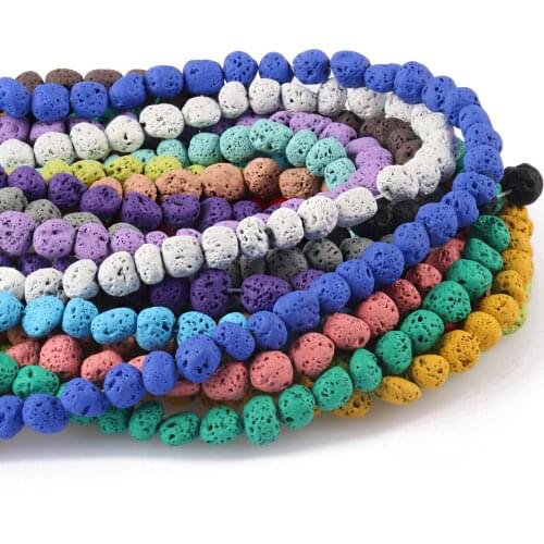 8mm Multiple Colour Lava Beads Rubber Volcanic Stone Loose Round Beads for Accessories Jewellery Making Diy Bracelet 15"