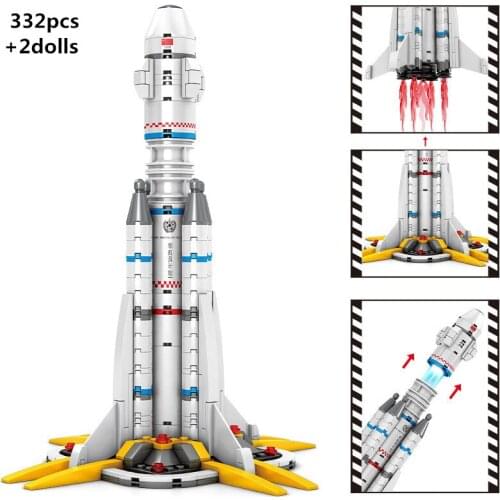 Military Carrier Launch Space Rocket Building Blocks Kit Bricks Wandering Earth Movie Model Astronaut Figures Kids Toys Gifts