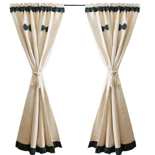 Short Curtain Bowknot Living Bedroom Cotton Linen Blackout Half Curtains Window Partition Drapes Kitchen Cafe Door Home Decor