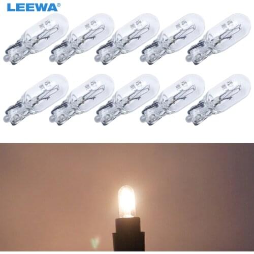 LEEWA 10pcs Warm White Car T6.5 12V 3W Wedge Halogen Bulb External Halogen Lamp Replacement Dashboard Bulb Light #CA1316