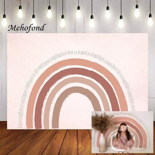 Mehofon Rainbow Photography Background Pink Children Girl Baby Shower Birthday Party Cake smash Decor Backdrop Photo Studio Prop