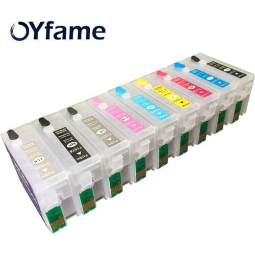 OYfame 9 Colors T157 Refillable Ink cartridges For Epson Stylus Photo R3000 printer with Auto Reset Chips T1571 T1579