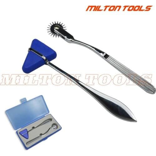 2 in 1 retail box Medical Triangle Taylor Percussion Neurological Hammer Percussor Diagnostic Wartenberg Pin Wheel Reflex Hammer