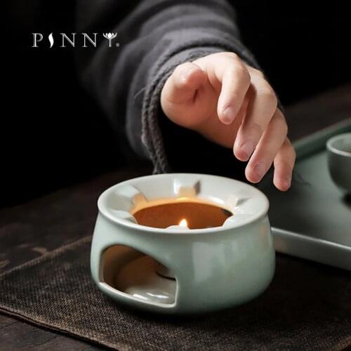 PINNY Japanese Style Cyan Glaze Ceramic Warm Tea Stove Retro Kung Fu Tea Accessories Heating Insulation Base