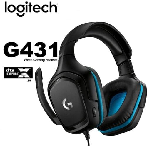 Logitech G431 Wired Gaming Headphone With 7.1 Surround Sound 50mm Drivers DTS Headsets Flip-to-mute Boom 6mm MIC For PC Gamer