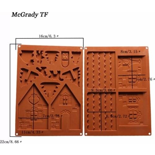 2PCS Christmas Gingerbread House Chocolate Bakeware Molds Baking Cooking Mould Cake Decorating Tools Kitchen Pastry Color Random