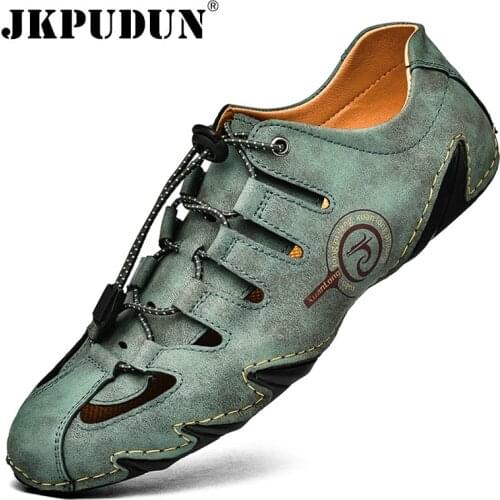 Summer Casual Men Sandals Designer Leather Sandals Men Outdoor Walking Shoes Breathable Fashion Driving Shoes Men Zapatillas