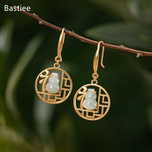Bastiee Earrings Earrings Silver 925 Jewelry For Women Emerald Golden Plated Long Earrings Vintage Silver Earrings
