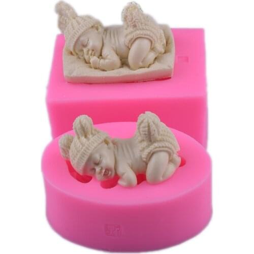 Silicone Sleep Baby Shape Cake Mold Flexible Baking Mould Cookie Jelly Chocolate Fondant Sugar Cake Decorating Tools