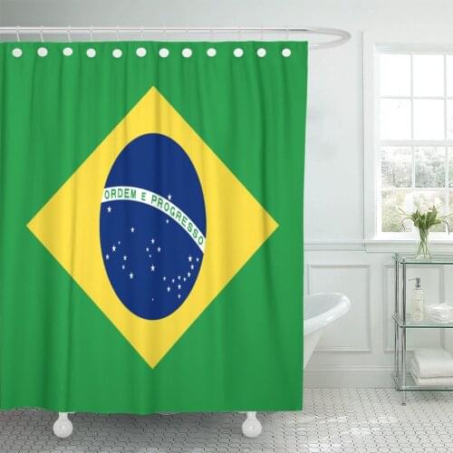 Blue Brasil Brazil Flag Official Colors and Proportion Correctly National Brazilian Accurate America Shower Curtain Waterproof