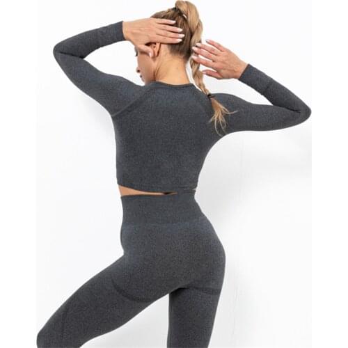 Gym Shirts Women Vital Seamless Long Sleeve Cropped Top Gym Crop Tops Sports Wear for Women Gym Workout Shirts drop ship