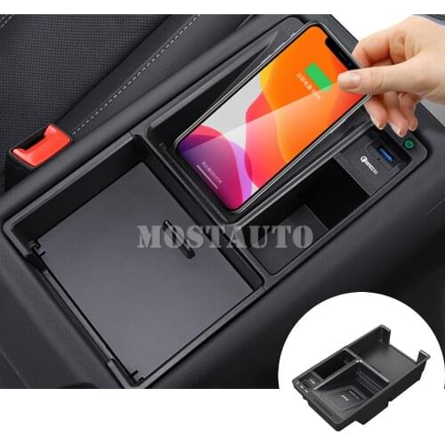 For Audi A4 S4 A5 S5 Interior Center Console Storage Box Wireless Car Charger 2017-2021 The Phone With QI Wireless Charging
