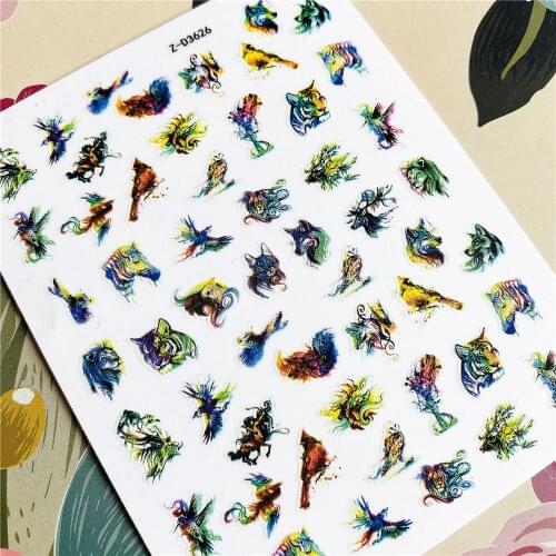 Z-D3626 Painted lion head tiger head wolf head zebra head 3D Back glue Nail decal Nail sticker Nail art Nail ornament