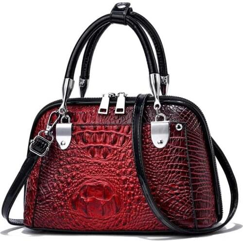 Bride Red Fashion Wedding Handbag Ladies PU Leather Crocodile Pattern Messenger Shoulder Bags for Women Casual Party Tote Bag