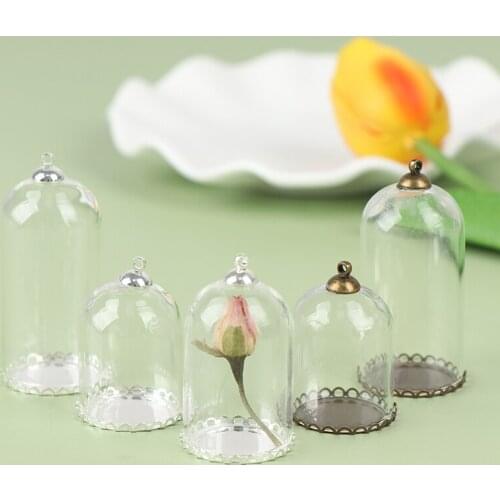 1Pc Dollhouse Glass Display Jar with Base Beads Cap Glass Vials Pendant Glass Bottle 25*30mm 25*38mm 25*50mm Size