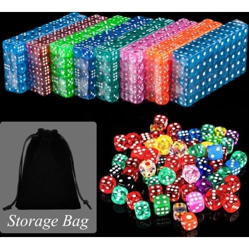 10/30Pcs Portable Table Games Dice 14MM Acrylic Round Corner Board Game Dice Party Gambling Game Cubes Digital Dices with Bag