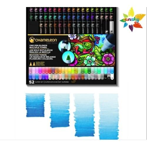 52pc/set UK original Chameleon pen double head gradient marker pen oil soft head change color ink pen art set Comic pen kid gift