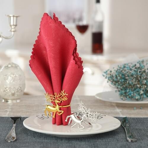 8PCS/Metal Christmas Series Forest Deer Napkin Ring For Christmas Family Party Hotel Wedding Banquet Western Food