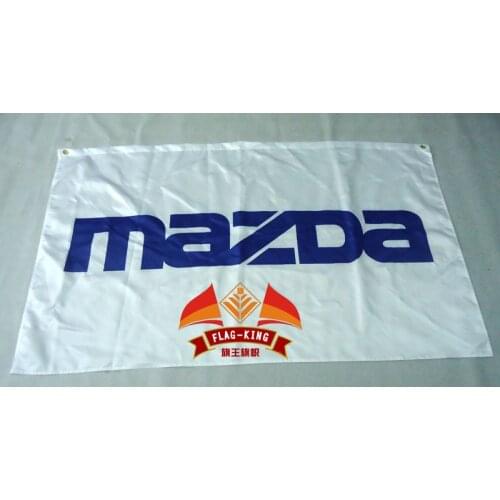 For mazda car motor racing white flag,90*150CM polyester mazda banner