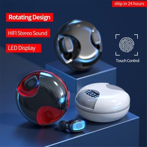 KINGSTAR Wireless Headphones Bluetooth 5.0 Earphones Rotation LED Display Touch Control Sports Earbuds Headset For Xiaomi Huawei