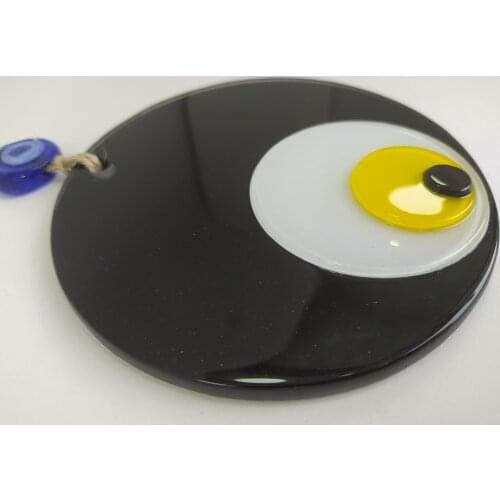 Black Evil Eye 12cm Big Glass Bead Pendant Charm Turkish Handmade Amulet for Wall Hanging Talisman Boho Home Decor Ojo Turco