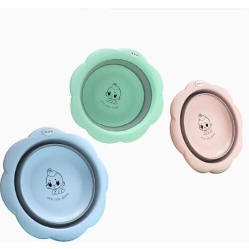 Baby Folding Washbasin Childrens Basin Cartoon Wash Foot Wash Ass Folding Basin Portable Thick Plastic Small Basin
