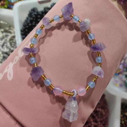 Pure hand polishing, Natural Amethyst hand string, exquisite national style handicraft jewelry