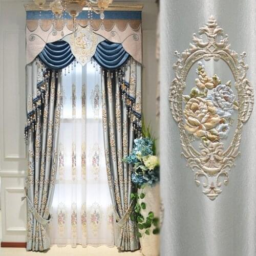 European and American Luxury Embossed Flower Curtain High End Embroidery Tulle Curtain For Living Room Bedroom Window Decor #4