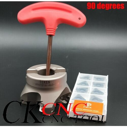 TKFM90TD16-463-22R 90 degrees clockwise right angle Indexable Face milling cutter and 10pcs TDKT1606-M carbide milling inserts