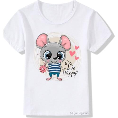 T-shirts for boys/girls funny fat mouse cartoon print kids tshirt Harajuku kawaii girls t shirt summer casual kids camisole tops