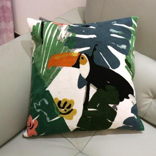 Hawaiian Pillow Cushion Cover American Pastoral Embroidery Holiday Style Palm Leaf Sofa Cushion Cover Living Room Decoration