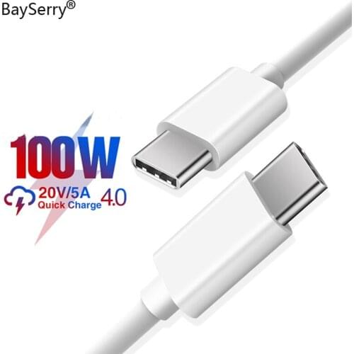 BaySerry PD 100W USB C To USB Type C Cable Fast Charging QC 4.0 Charger USB-C For Macbook Pro iPad For Xiaomi mi 11 Samsung S21