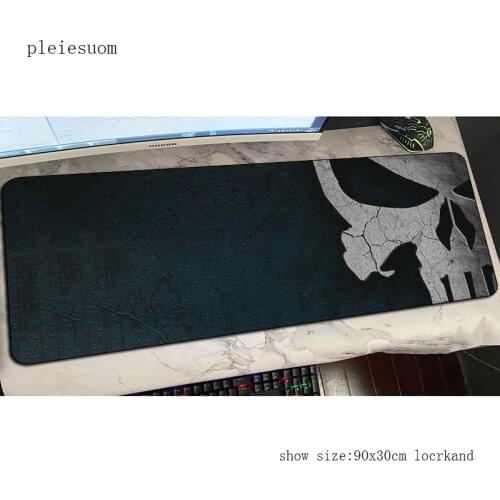 Punisher skull mouse pad gamer 90x30cm mousepad 3d rubber desk mat cute gaming accessories pc game keyboard mats oversized