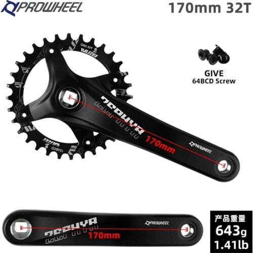 Prowheel Bike Crank 104BCD sprocket MTB Bike Square Hole 170mm Crank 32T/34T/36T/38T/40T42T Round Narrow Wide Chainring