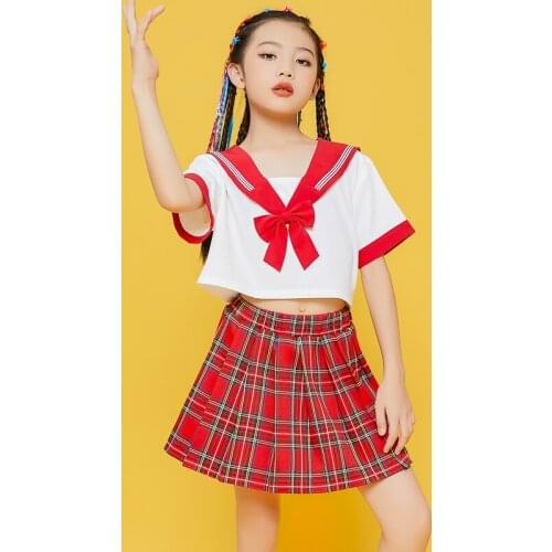 Girls Summer JK College Style Uniform Catwalk Fashion Suit Team Childrens Jazz Dance Costume Street Hip Hop Clothing Show Wear