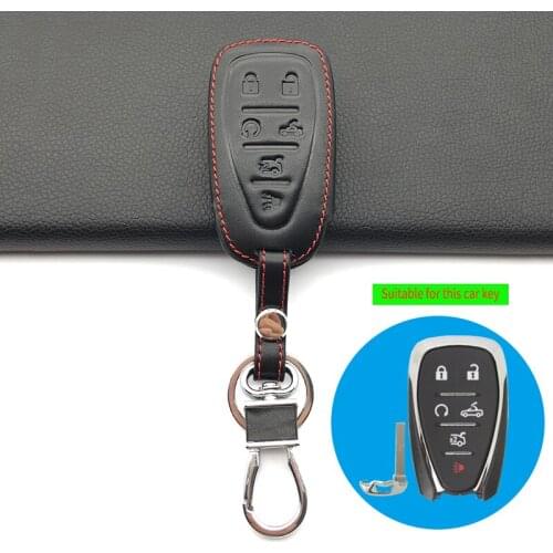 Hot Sale 100% Leather Car Key Protective Cover 6 Buttons Smart Key Holder For Chevrolet Cruze Camaro Malibu Remote Key Case