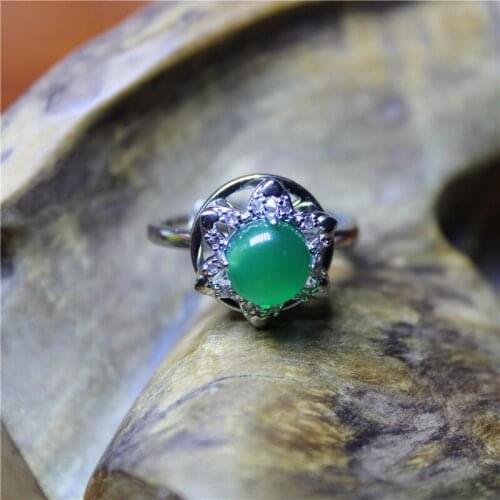 Liemjee Personality Fashion Jewelry Rotate Green Agate Luxury Silver Plated Ring For Women Feature Concise Namour Charm Gift