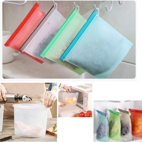 Reusable Silicone Food Storage Containers Airtight Seal Storage Bag Food Grade Ziplock Vegetable Liquid Snack Meat Fresh Bags