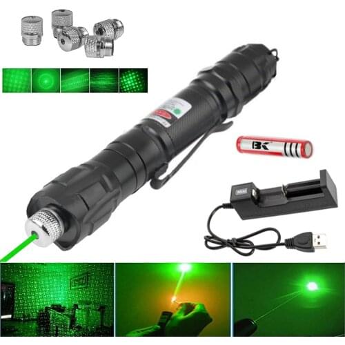 High-power laser sight 5MW green dot laser pointer super far radiation outdoor hunting equipment 18650 battery + USB charger