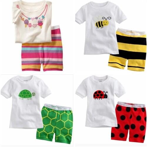 New Boy Pajamas Kids Summer Clothing Children Underwear Cartoon Letter T-Shirts+Shorts Girls Sleepwear Baby Pyjamas Sets