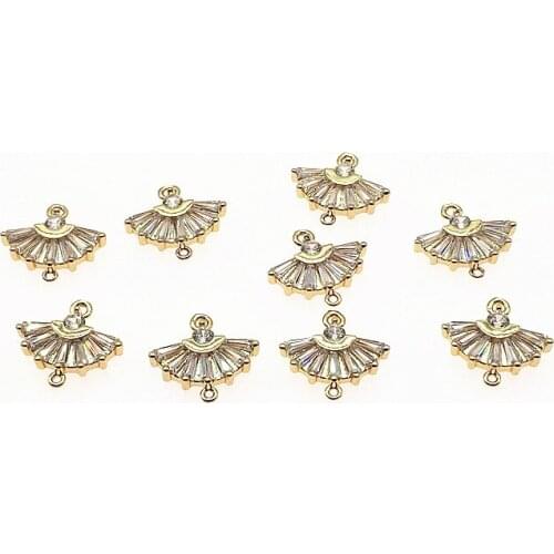 New arrival! 14x15mm 50pcs Copper/Cubic Zirconia sector Connector for Earrings Making/DIY parts,Jewelry Finding & Component