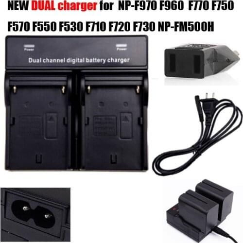 NEW battery Bateria NP F970 DUAL Charger + us cable For Sony NP F770 F750 F570 F550 F530 FM500H NP-FM500H camera accessories