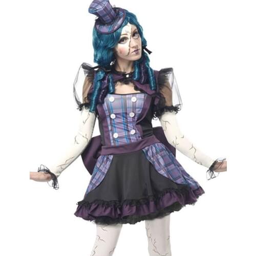 New Halloween Costume High Quality Teen Girls Broken Doll Clowns Circus Party Costume Sexy Costumes Adult Women Cosplay Dress