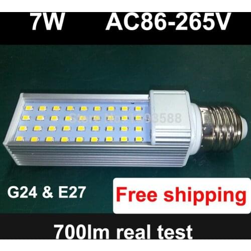 PF 0.9 e27 g24 led pl lamp light 7w light bulb AC 85-265V AC85-265V 110V 220V 36LED SMD 2835