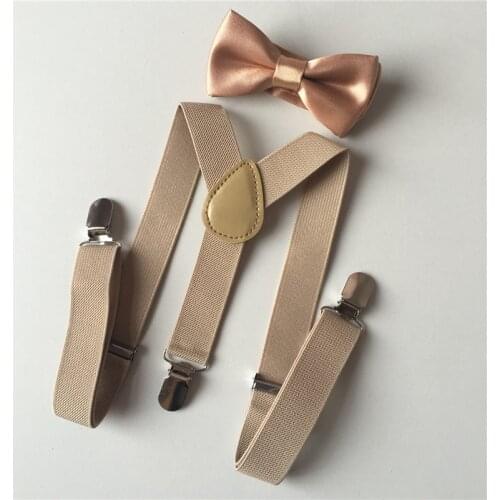 Soild Color Children Belt Bowtie Set Baby Boys Girls Suspenders Clip-on Y-Back Braces Bow Tie Elastic Kids Adjustable