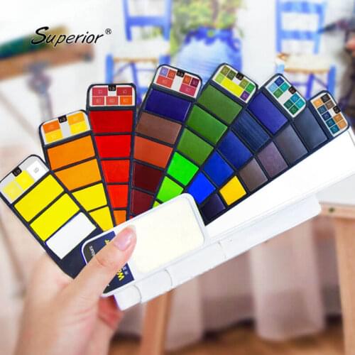 Superior Solid Watercolor Pigment 18/25/33/42 Water Color Paint Set For Art Student Portable Palette Brush Free Artist Supplies