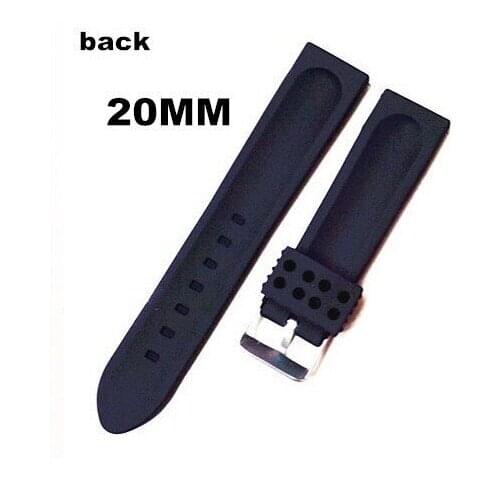 20PCS High quality 20MM rubber Watch band watch strap black color for wrist watch-6125