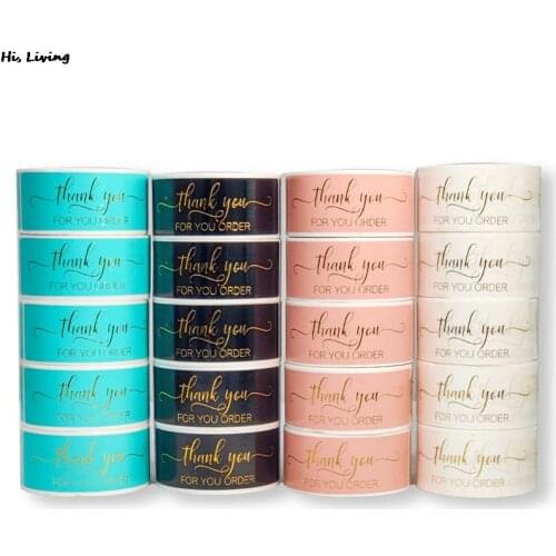 "Thank You For Your Order"Sticker For Pack Sealing Labels Sticker Black Pink Turquoise Transparent Gold Stationery Stickers Roll