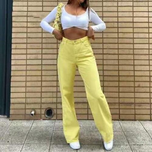 Loose Street Hot Hot Girl Y2K High Waist Pants 2021 European and American New Color Fashion Slim Retro Wide Leg Jeans Women